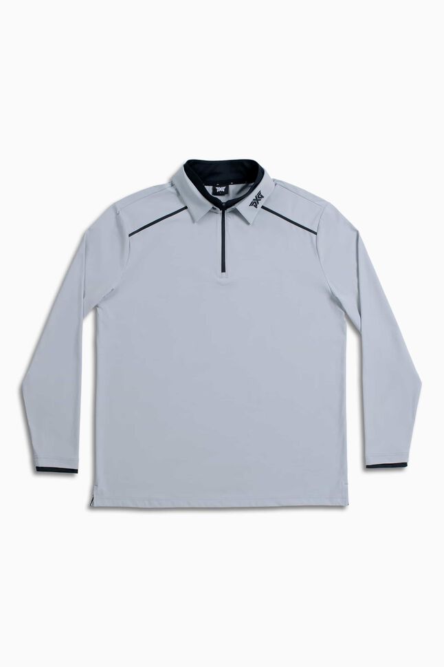 1/4 Zip Long Sleeve Bonded Stripe Polo